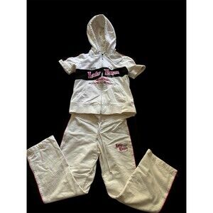 Vintage Rare Lady Enyce Tracksuit Set White Pink Black Y2K Top Small-Pant Medium